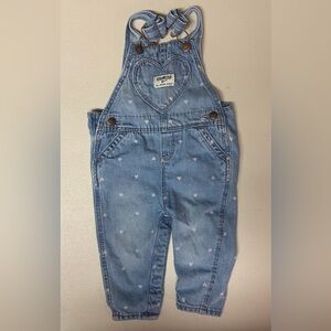 OshKosh B'gosh Blue Overalls with Heart Pattern